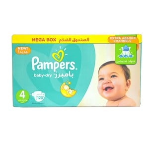Pampers Baby Dry Size4, 8-14kg Mega Box 120 Count