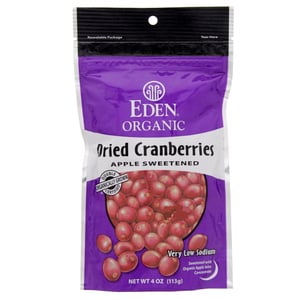 Eden Organic Dried Cranberries Apple Sweetened 113g