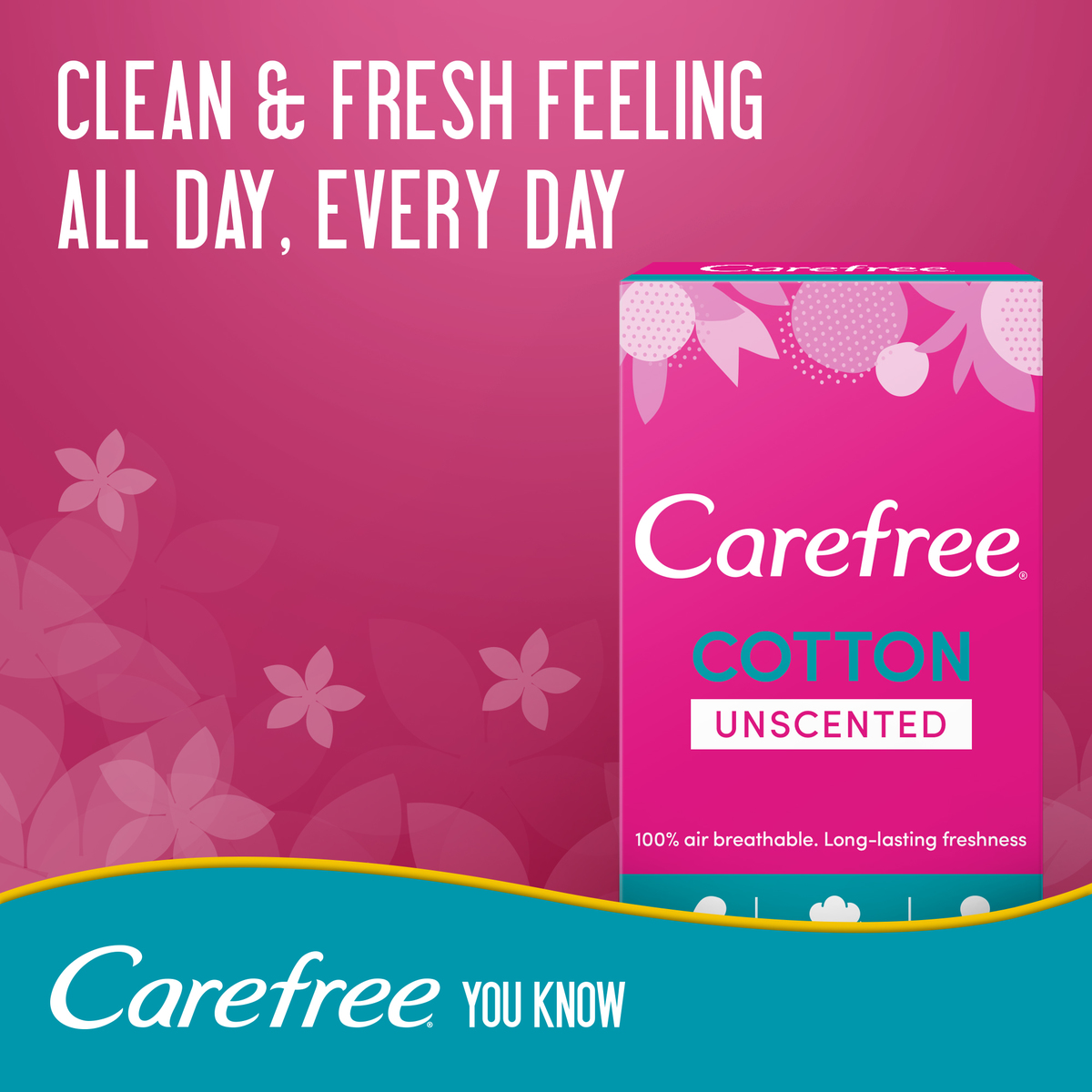 Carefree Panty Liners Cotton Unscented 34pcs