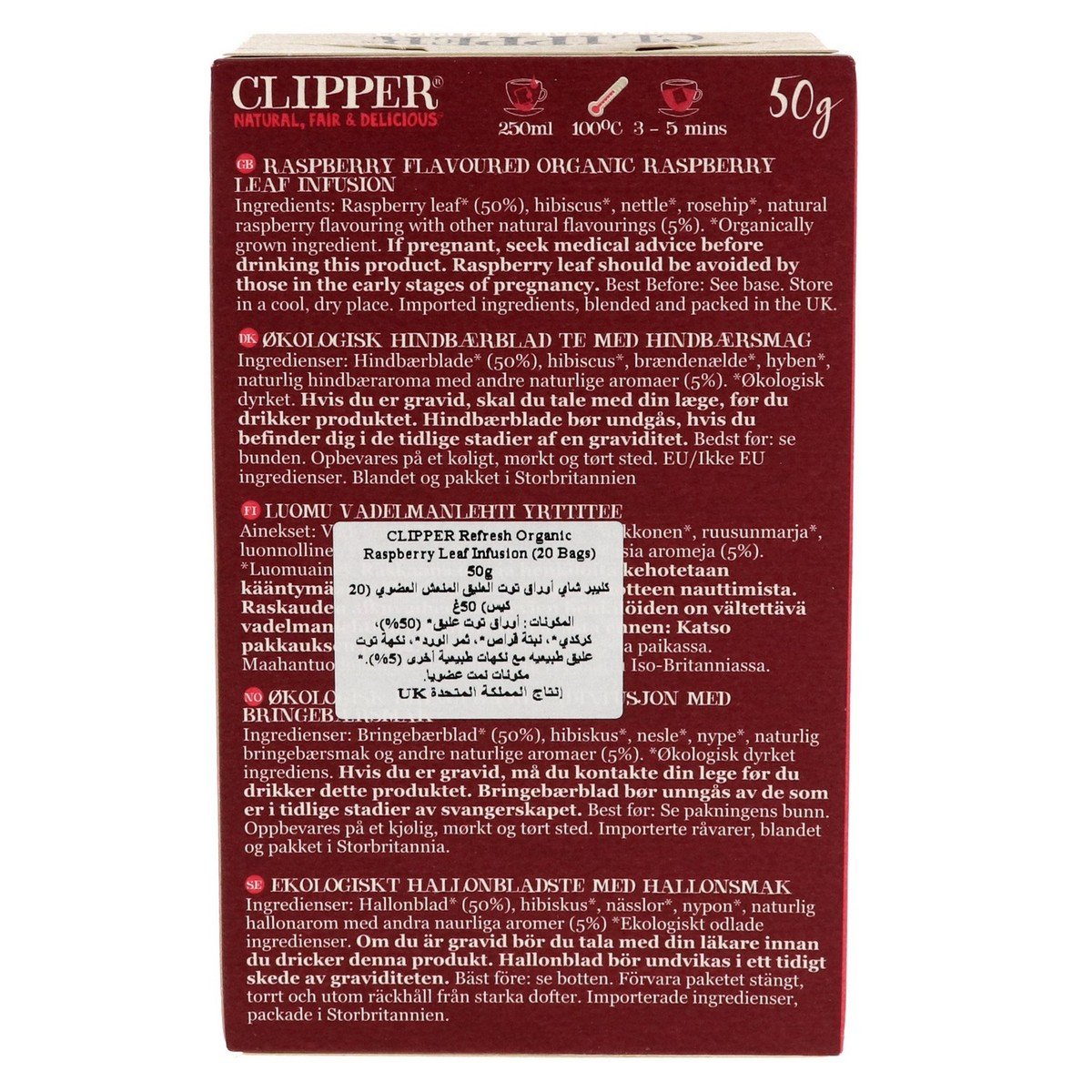 Clipper Organic Refresh Raspberry Leaf Tea Bag 20 pcs
