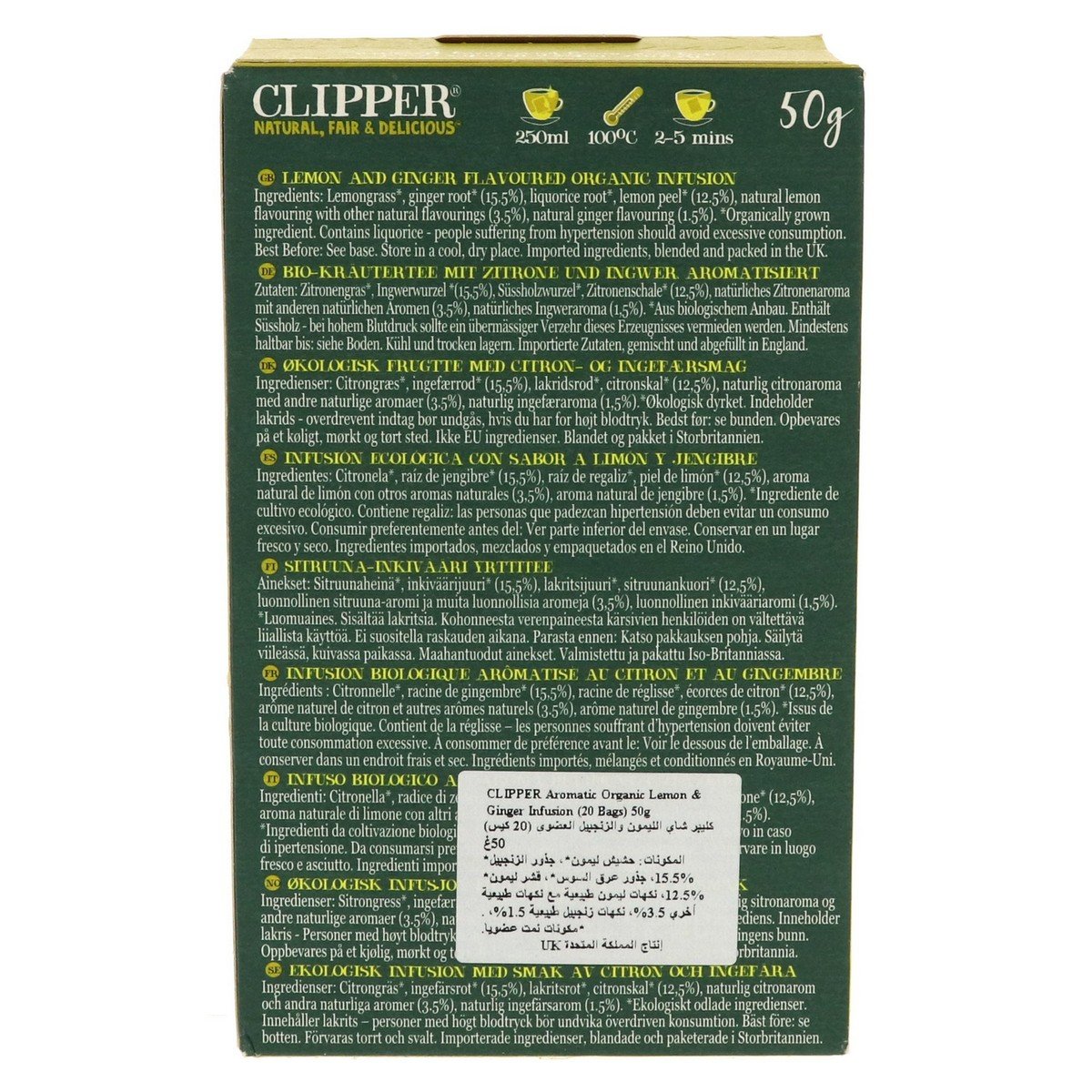 Clipper Organic Lemon & Ginger Tea Bag 20 pcs