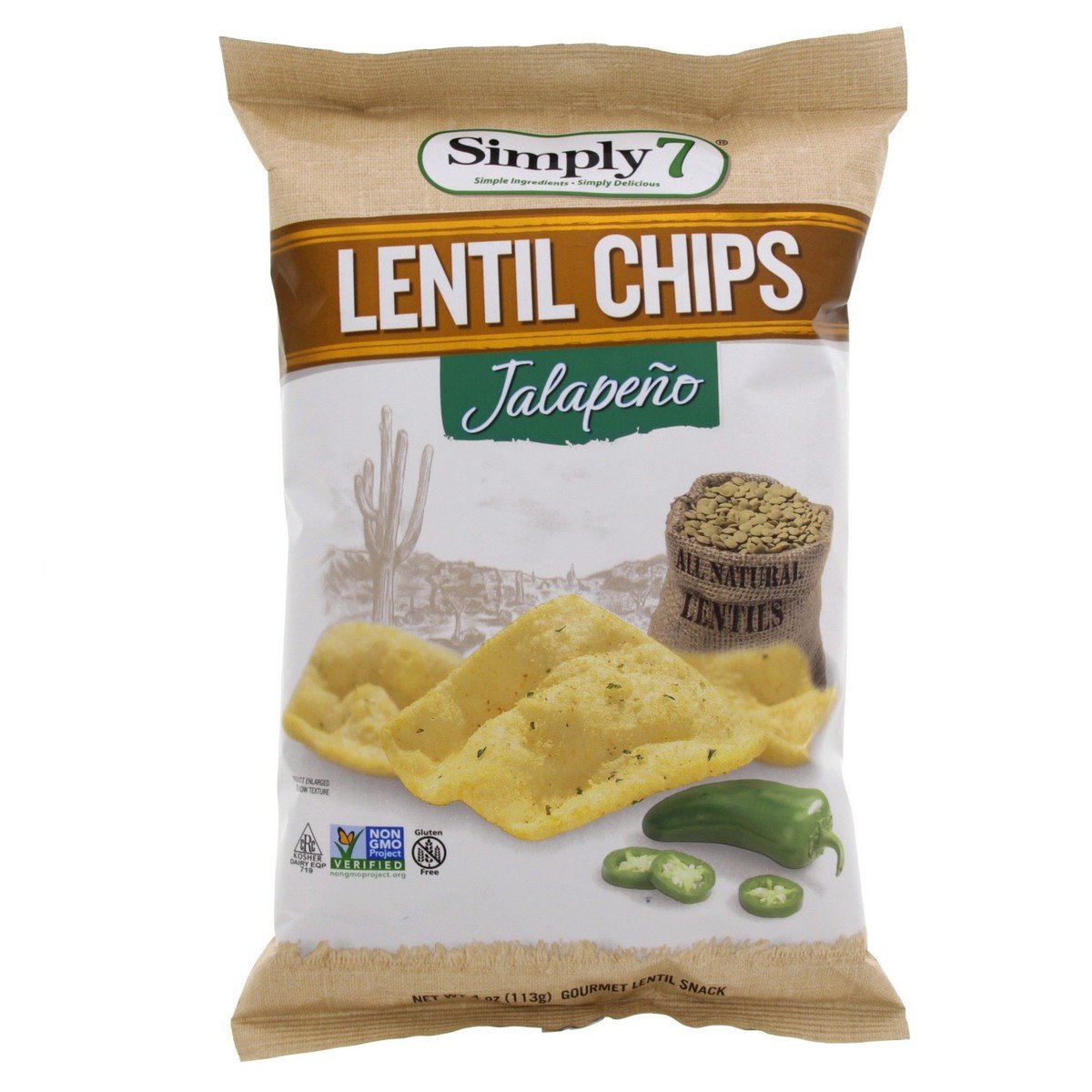 Simply 7 Lentil Chips Jalapeno 113 g