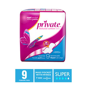 Buy Sanita Private Pads Maxi Pocket Super With Wings 9pcs Online at Best Price | Sanpro Pads | Lulu Egypt in UAE