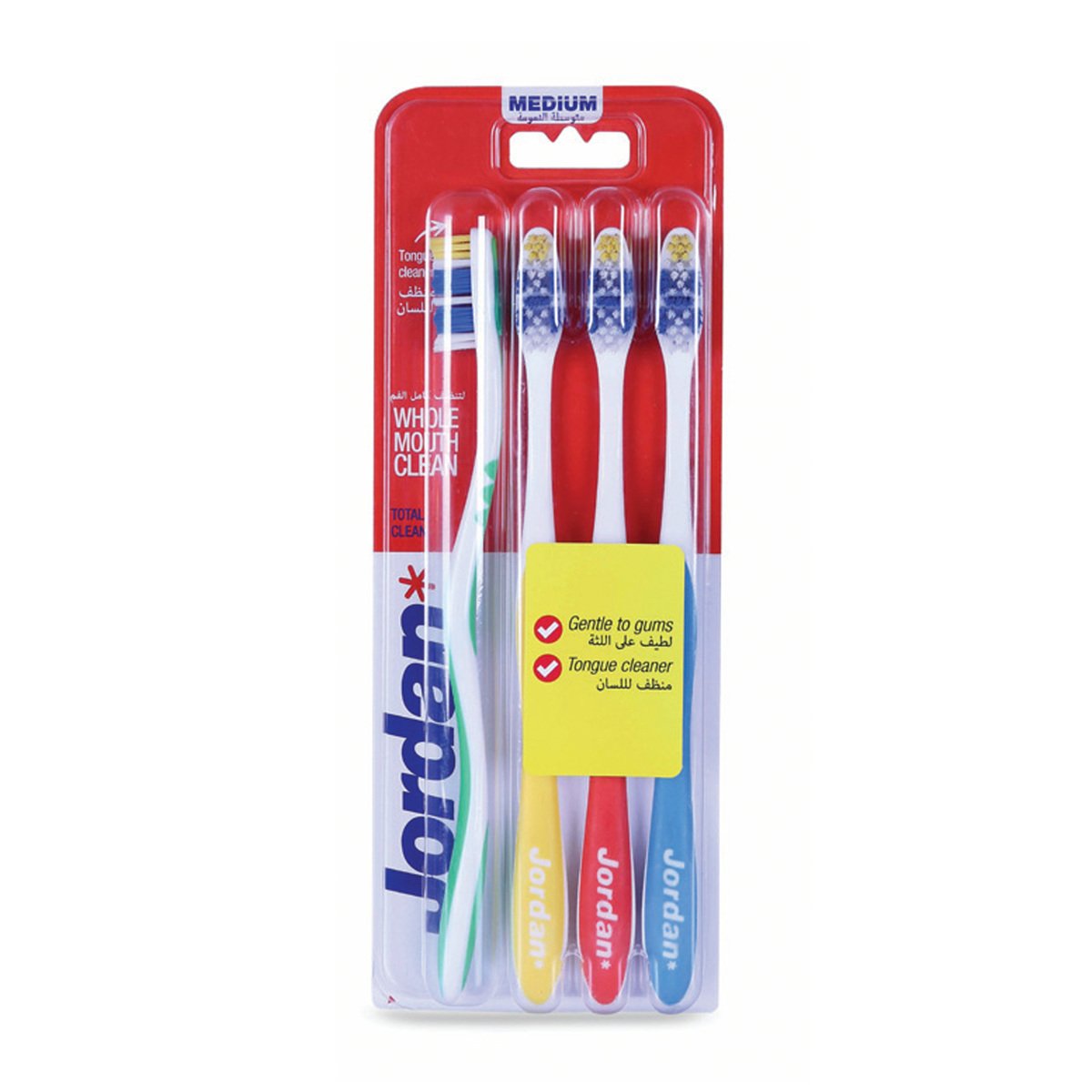 Jordan Total Clean Tooth Brush Medium Assorted 4 pcs
