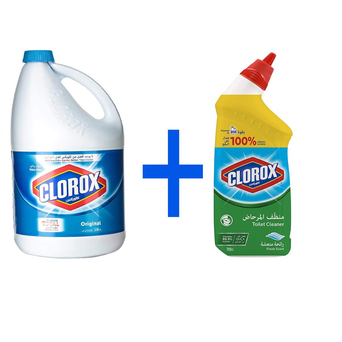 Clorox Liquid Bleach Original 3.78Litre Plus Clorox Toilet Bowl Cleaner Fresh Scent 709ml