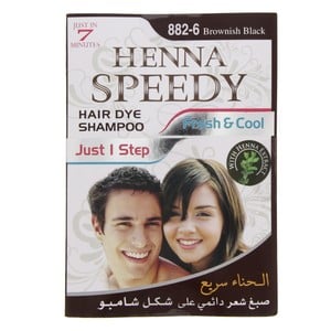Henna Speedy Hair Dye Shampoo 882-6 Brownish Black 1pkt