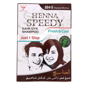 Henna Speedy Fresh & Cool Hair Dye Shampoo 884-5 Natural Brown 1 pkt