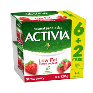 Activia Stirred Yoghurt Low Fat Strawberry 8 x 120g