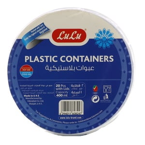 LuLu Plastic Containers with Lids Capacity 400ml 20pcs