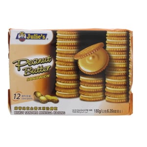 Buy Julies Peanut Butter Sandwich Biscuits 180 g Online at Best Price | Cream Filled Biscuit | Lulu Kuwait in Kuwait
