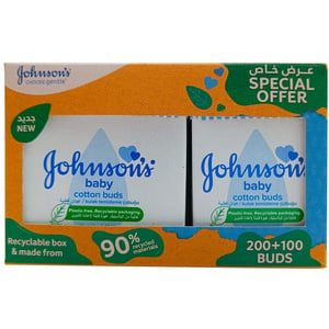 Johnsons Baby Cotton Buds 200pcs + 100pcs