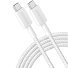 Anker USB-C to USB-C Braided Cable, 60 W, 6ft/1.8 m, White, A81F6H21