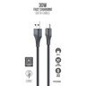 Voz 30W Fast Charging Nylon braided Type C Cable, Black,VTC320