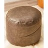 Cotton Home Luxury Leather Foot Stool 45Dx35H Dark Brown