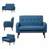 Zestoria, Blue  2-Seater Tufted Linen Fabric Sofa, Track Arm Style, Solid Stiletto legs, Comfy for Living Room, Bedroom, Home Office