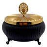 Helvacioglu Arabic Decorative Sugar Bowl, 15 cm, Gold + Black, L0343GB
