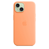 Apple iPhone 15 Silicone Case with MagSafe, Orange Sorbet, MT0W3ZM/A