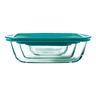 Pyrex Rectangle Glass Container with Green Lid, Set of 3, 913S342