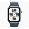 Apple Watch SE GPS, Silver Aluminium Case with Storm Blue Sport Band, 40 mm, M/L, MRE23
