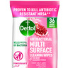Dettol Pomegranate Antibacterial Multi Surface Cleaning Wipes With 3x Cleaning Power & Resealable Lid Large 36pcs