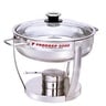Pradeep Stainless Steel Round Chafing Dish with Glass Lid, 5000 ml