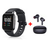 Aukey Fitness Tracker Smart Watch, 1.4 inches, Black, LS02 + Wireless Earbuds, Black, EP-T25