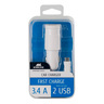Rivacase Car Charger With Micro USB Cable, 2 USB, 3.4 A, White,  VA4223 WD1