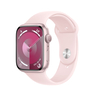 Apple Watch Series 9 GPS, Pink Aluminium Case with Light Pink Sport Band, 41mm, S/M, MR933QA/A