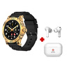 Swiss Military Smart Watch Silicone Strap DOM 2 Black + TWS Earbuds Delta