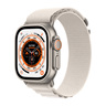 Apple Watch Ultra GPS + Cellular Titanium Case with Starlight Alpine Loop, 49 mm, Small (Band Size), MQFQ3