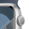 Apple Watch Series 9 GPS, Silver Aluminium Case with Storm Blue Sport Band, 45 mm, M/L, MR9E3QA/A