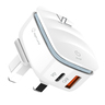 VOZ VZWPD01T 20W Fast Travel Charger PD+QC 3.O With Type C Cable White