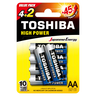 Toshiba High Power Alkaline AA Battery, 4 Pcs + 2 Pcs, LR6