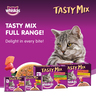Whiskas Tasty Mix Tuna & Crab Collection in Gravy Wet Cat Food for Adult Cats 1+ Years Pack of 4x70 g
