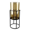 Maple Leaf Home Metal Candle Holder with Amber Glass Tube, Gold/Black