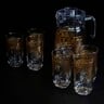 Crystal Drops Jug and Glass Water Set, 7 Pcs, Golden Design, W666-T4B