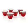 Ansa Cawa Ceramic Cup 6 Pc Set, Red & Silver, CW 1947 RDS