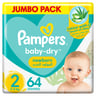 Pampers Baby-Dry Newborn Taped Diapers with Aloe Vera Lotion, up to 100% Leakage Protection, Size 2, 3-8kg, Jumbo Pack, 64 pcs