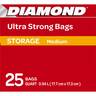 Diamond Ultra Strong Zipper Storage Bags Medium Oxo-Biodegradable Size 17.7cm x 17.3cm 25 pcs