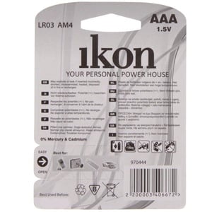 Ikon Alkaline AAA Battery IKLR03BP4, Pack of 4Pc