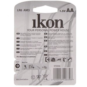 Ikon Alkaline AA Battery IKLR6BP4,  pack of 4