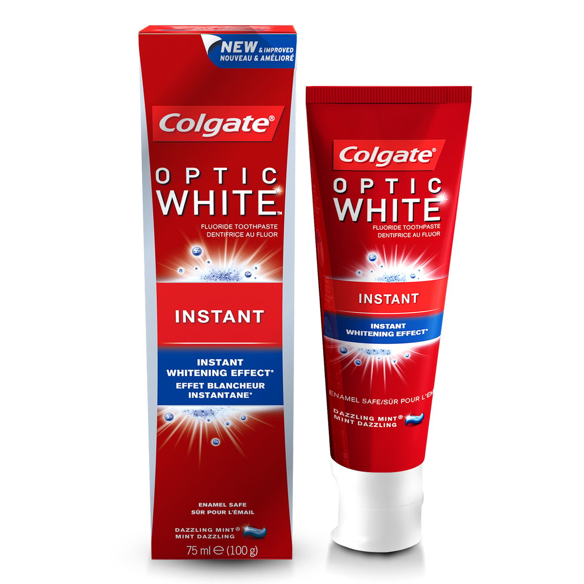 Buy Colgate Fluoride Toothpaste Optic White Instant 75 ml Online at Best Price | Tooth Paste | Lulu KSA in Saudi Arabia