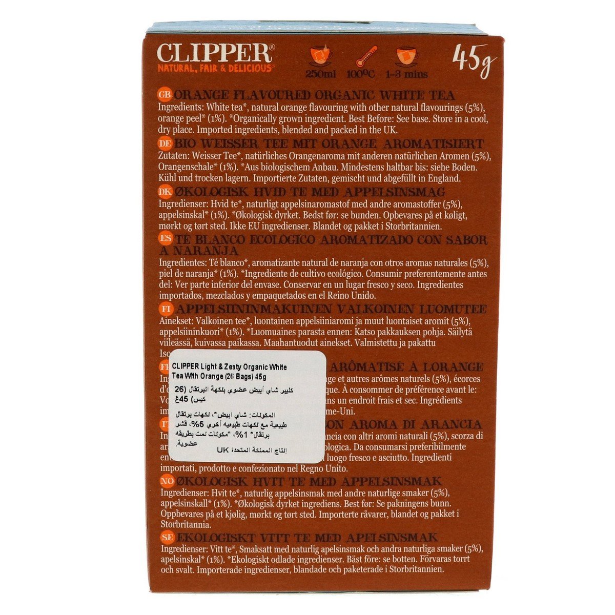 Clipper Organic White Tea With Orange 26 pcs