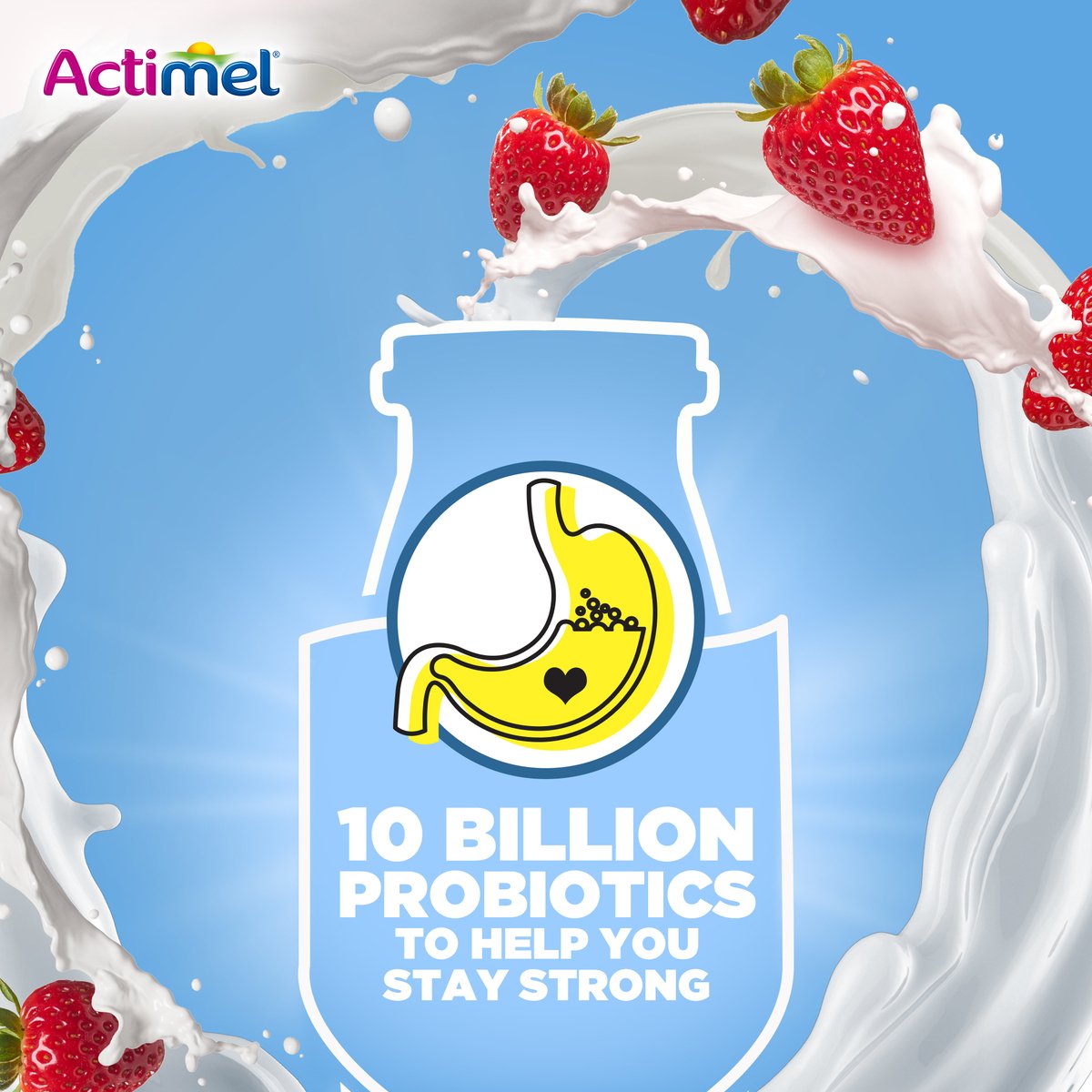 Actimel Strawberry Flavored Low Fat Dairy Drink 4 x 93ml