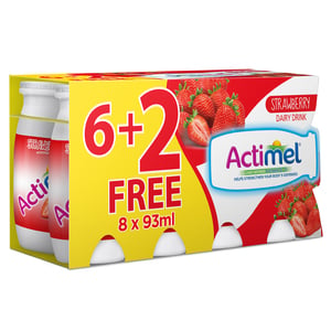 Actimel Strawberry Flavored Low Fat Dairy Drink 93ml 6+2