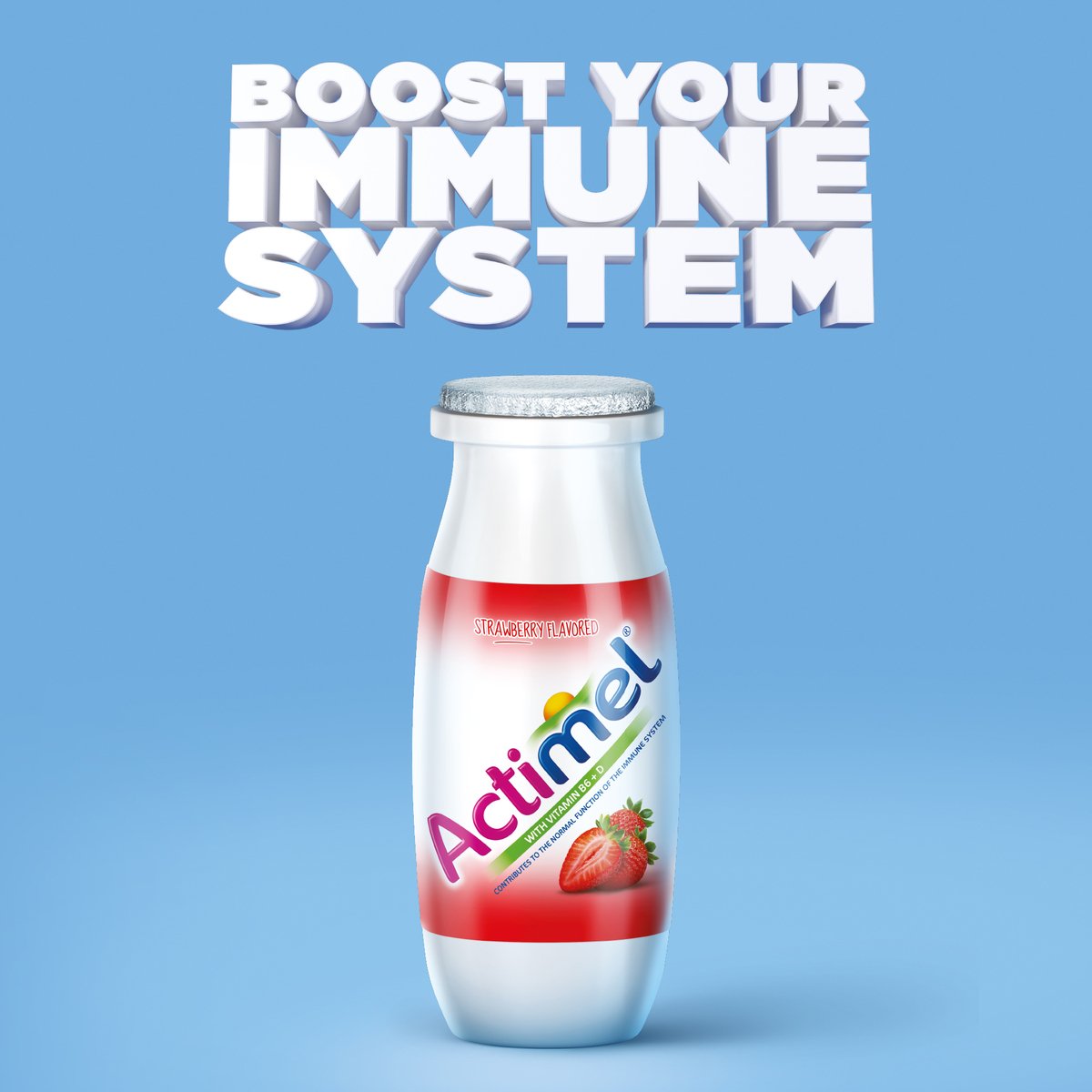 Actimel Strawberry Flavored Low Fat Dairy Drink 93ml 6+2