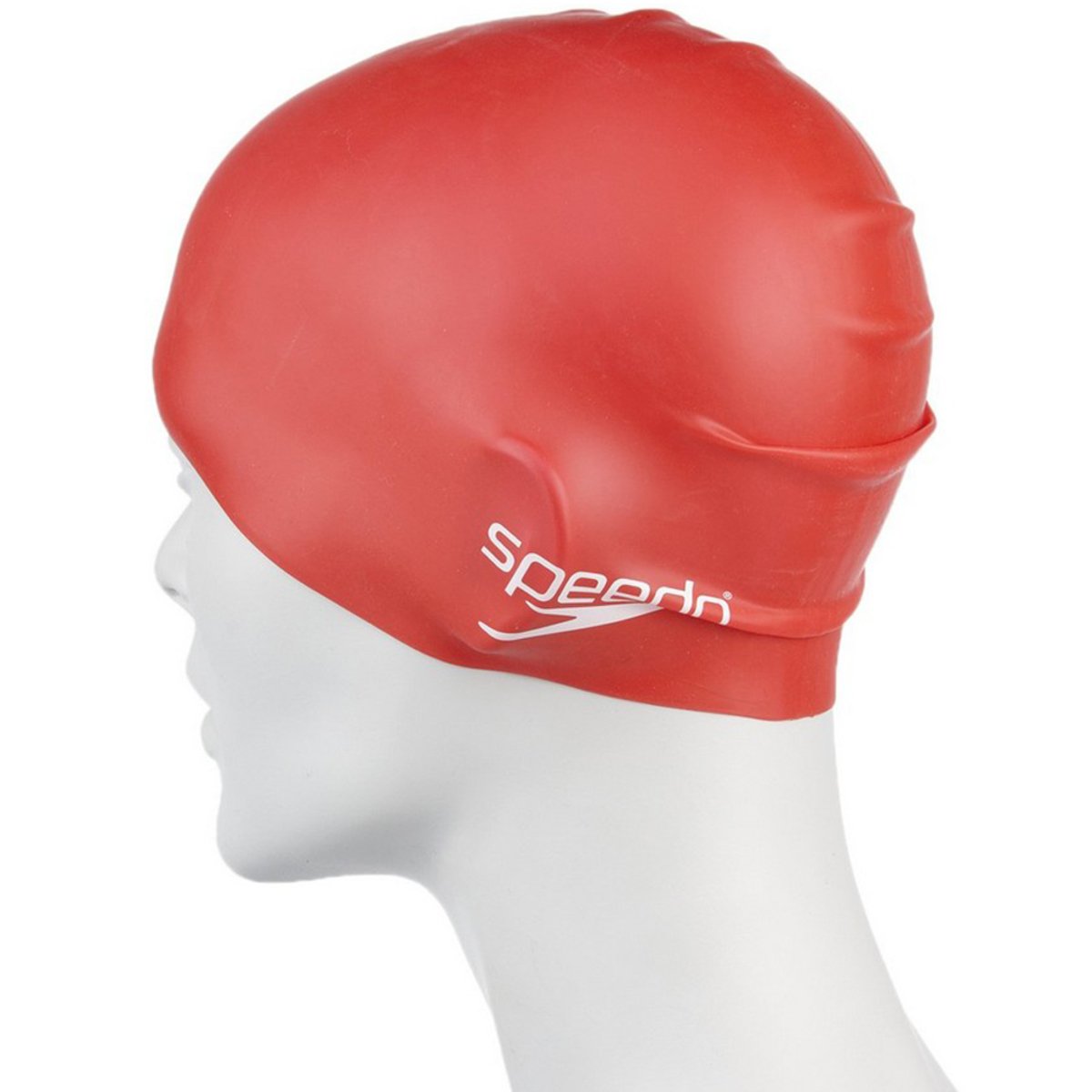 Speedo Kids Plain Moulded Silicone Cap Red