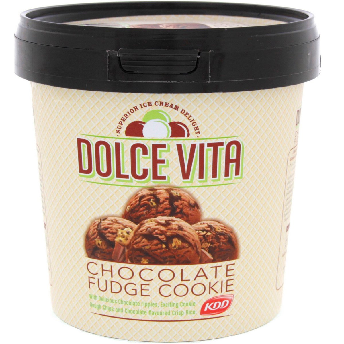 KDD Dolce Vita Chocolate Fudge Cookie Ice Cream 1Litre