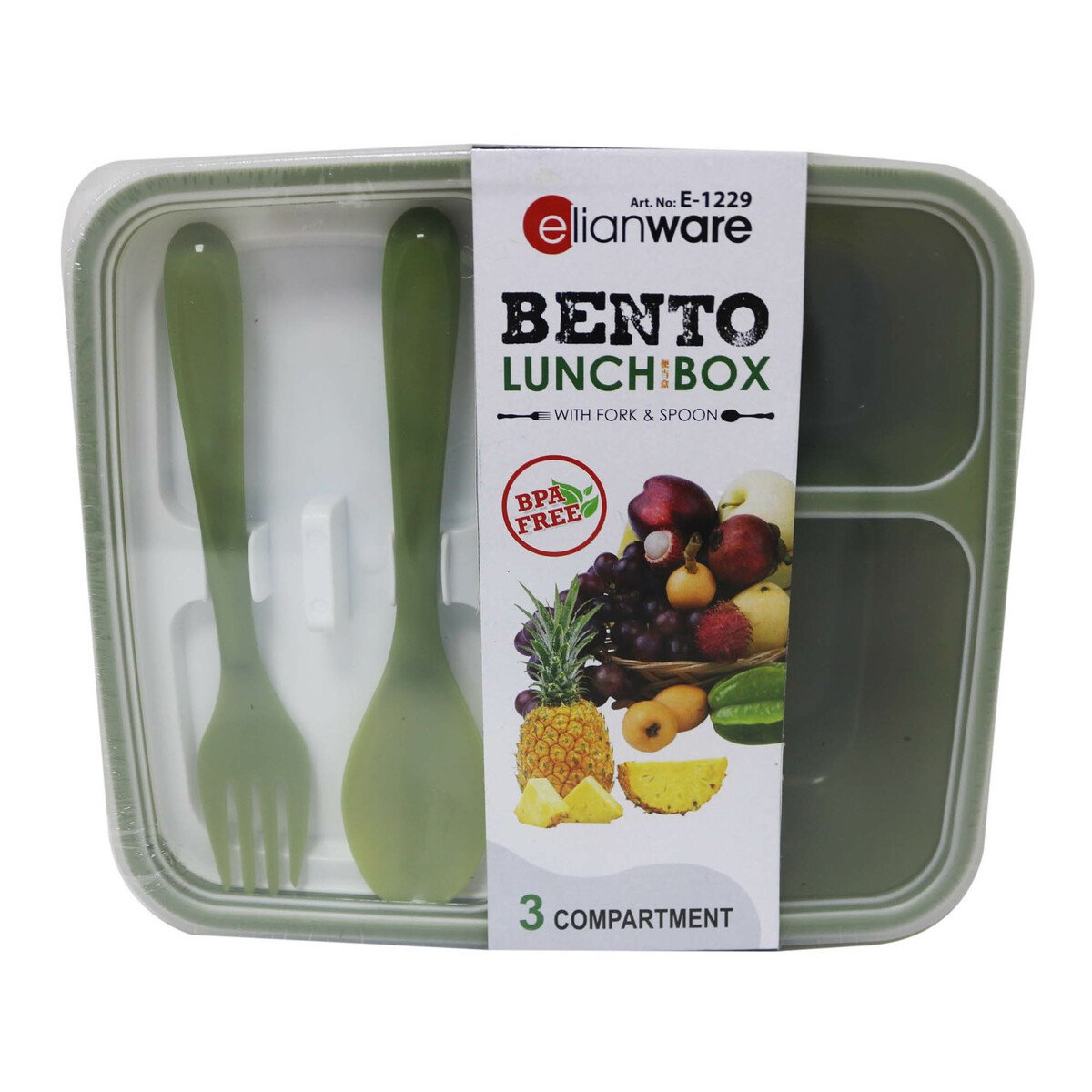 Elianware Bento Lunch Box With Cutlery 1.3L E1229
