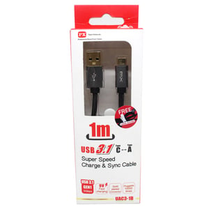PX USB 3.1 Charger Type A to C 1M Black